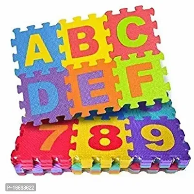 MKYreg; 36 Pieces Mini Puzzle Foam Mat for Kids, Interlocking Learning Alphabet and Number Mat for Kids - Multicolor-thumb0