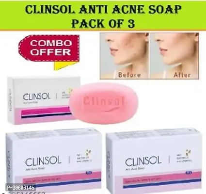 Premium Clinsol Soap With Tea Tree Oil  Vitamin E, Anti Acne Soap Pack of 3-thumb0