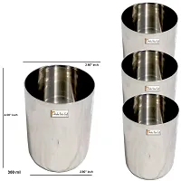 Prisha India Craft Stainless Steel Plain Glass Tumbler, Drinkware  Tableware | Capacity 300 ML | Set of 6-thumb1