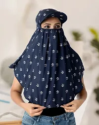 Sun Protection Rayon Cotton Innovative Scarf Cum Mask With Cap To Cover Face Rayon Cotton Mask - Printed Pattern For Womens And Girls Stylish Scarf Winter,  Summer And Rain-thumb1