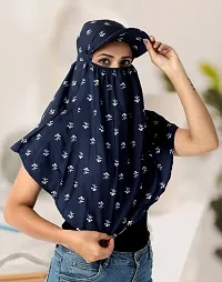 Sun Protection Rayon Cotton Innovative Scarf Cum Mask With Cap To Cover Face Rayon Cotton Mask - Printed Pattern For Womens And Girls Stylish Scarf Winter,  Summer And Rain-thumb2