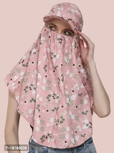 Sun Protection Rayon Cotton Innovative Scarf Cum Mask With Cap To Cover Face Rayon  Cotton Mask - Printed Pattern For Womens And Girls Stylish Scarf Winter,  Summer And Rain