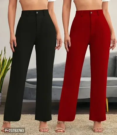 Fancy Lycra Trousers For Women Pack Of 2-thumb0