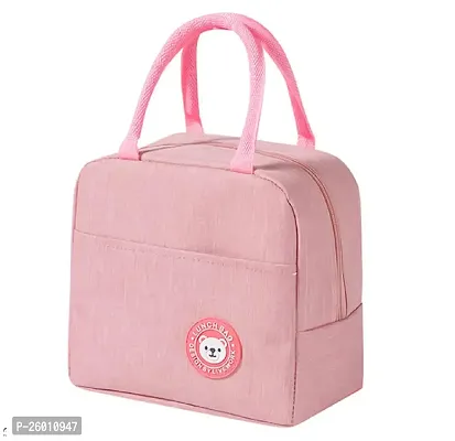 Stylish Pink Polyester Solid Tote Bags, Portable Lunch Bag For Men And Women Pack Of 1