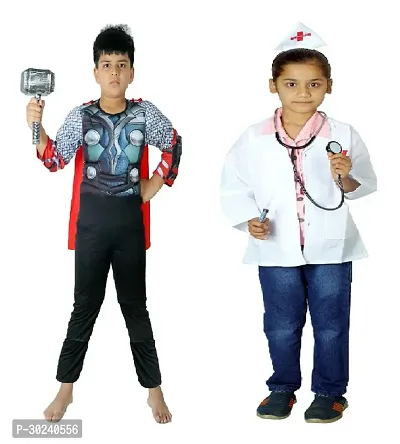 GREENR JOY Pack of 2 Superhero Thor Costume for Boys and Female Doctor Dress dress for girls-thumb0