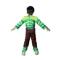 GREENR JOY Pack of 2 Combo Superhero Hulk + Muscle Captain America Costume for kids Halloween Fancy Dress Cosplay Bodysuit for Boys and Girls-thumb1