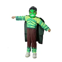 GREENR JOY Pack of 2 Combo Superhero Hulk + Muscle Captain America Costume for kids Halloween Fancy Dress Cosplay Bodysuit for Boys and Girls-thumb2