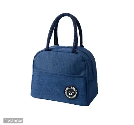Stylish Blue Polyester Solid Tote Bags, Portable Lunch Bag For Men And Women Pack Of 1