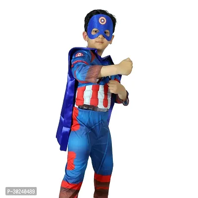 GREENR JOY Pack of 2 Combo Superhero Hulk + Muscle Captain America Costume for kids Halloween Fancy Dress Cosplay Bodysuit for Boys and Girls-thumb5