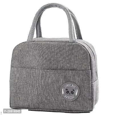 Stylish Grey Polyester Solid Tote Bags, Portable Lunch Bag For Men And Women Pack Of 1
