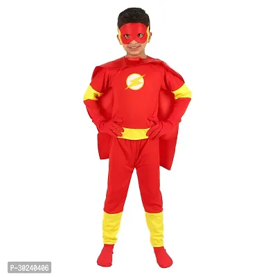 GREENR JOY Fabric Avenger Superhero Flash Costume dress For Kids-thumb0