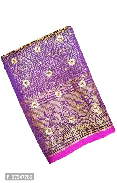 Beautiful Purple Art Silk Saree with Blouse piece For Women