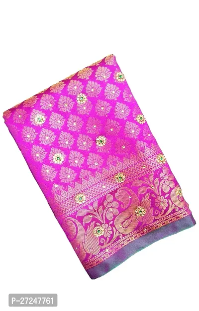 Beautiful Pink Art Silk Saree with Blouse piece For Women