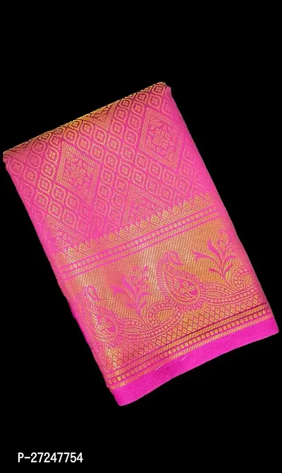 Beautiful Pink Linen Saree with Blouse piece For Women