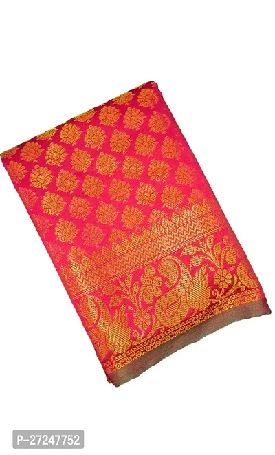 Beautiful Red Linen Saree with Blouse piece For Women-thumb0