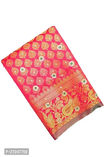 Beautiful Red Art Silk Saree with Blouse piece For Women