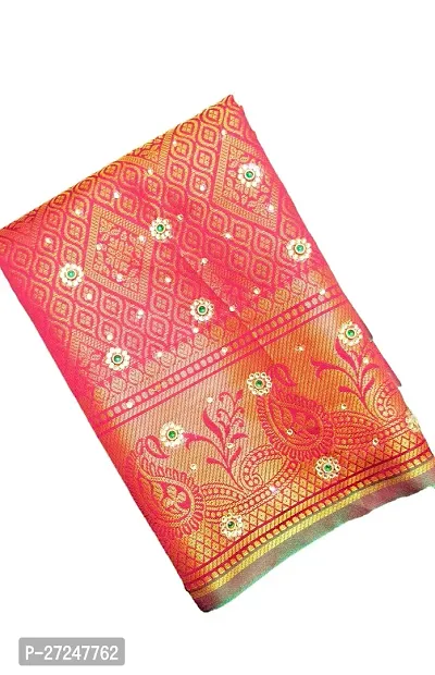 Beautiful Red Art Silk Saree with Blouse piece For Women