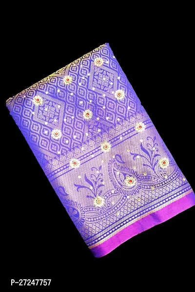 Beautiful Purple Art Silk Saree with Blouse piece For Women-thumb0