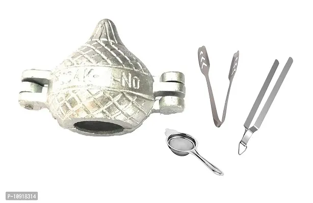 Aluminuim Modak Mould/ Maker, Modak Machine With Stainless Steel Sweet Momo Tong  Roti Chimta, Tea Strainer(Pack Of 4 Pcs)