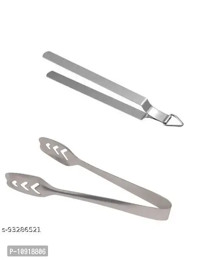 Stainless Steel Momo Tong Rust Resistant Dishwasher Safe Papad Salad Momo And Ss Roti Chimta Tong (Pack Of 2 Pcs)