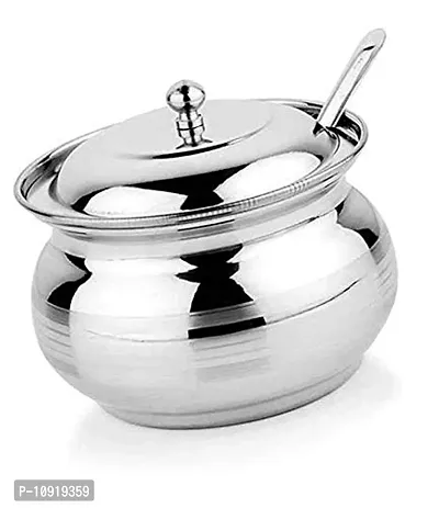 Combo Of Stainless Steel Ghee Pot With Lid And Spoon, 250 Ml, Pack Of 1 Pcs-thumb0