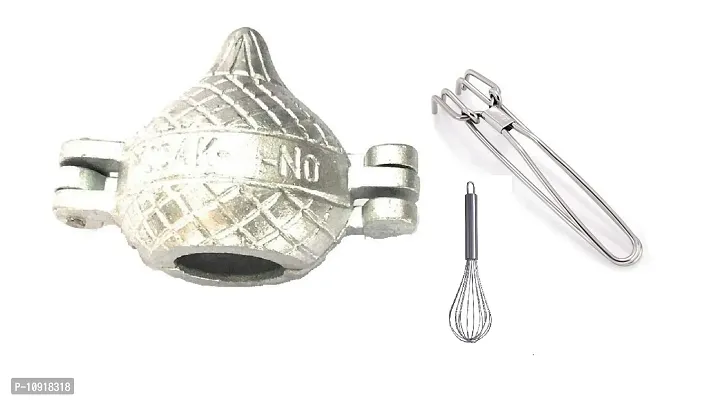 Aluminuim Modak Mould/ Maker, Modak Machine With Stainless Steel Wire Pakkad Pinser  Egg Beater(Pack Of 3 Pcs)