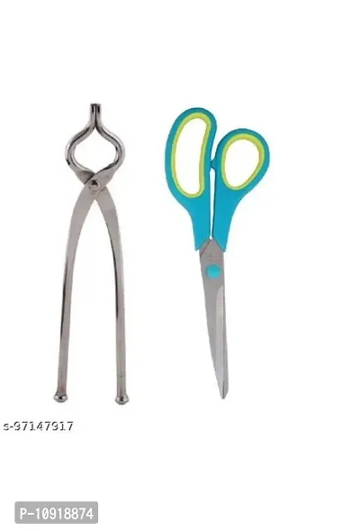 Combo Of Stainless Steel Pincer Sandasi Pakkad With Multipurpose Big Scissor(Pack Of 2 Pcs)