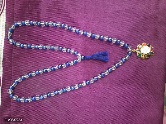 combo blue and white crystal mala with gomati pendant