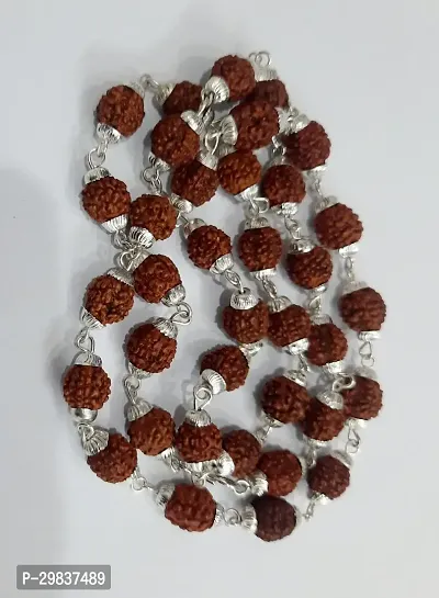 brown cap mala with silver plated cap