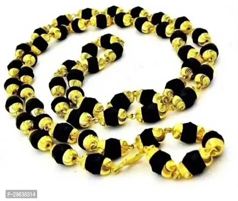 gold plated black rudraksha mala-01