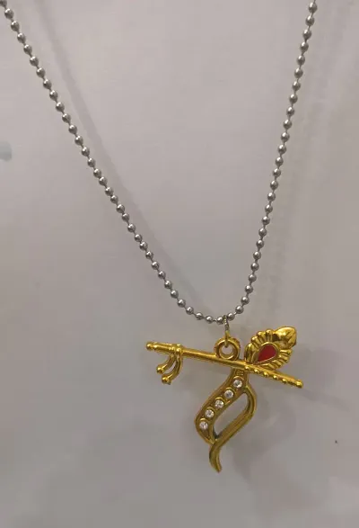 Latest Brass Lofer Chain with Krishna Flute Locket