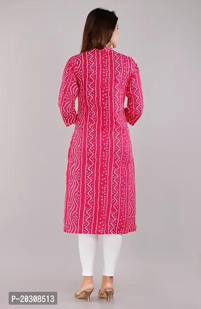 Kurti for Woman Rayon Bandhani Printed Kurti , Mandarin Neck With Sitara Work | Fabric-Rayon |Print- Bandhani Color Not Come Out After Wash | Neck- Mandarin |-thumb3