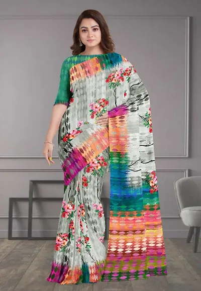 Chanderi Printed Sarees with Blouse piece