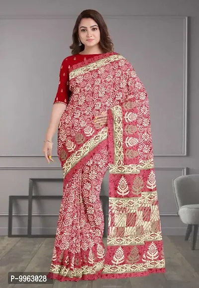 Classic Polycotton Printed Saree with Blouse piece-thumb0