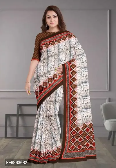 Classic Polycotton Printed Saree with Blouse piece-thumb0