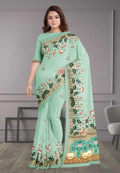 Chanderi Printed Sarees With Blouse
