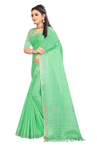 Ragged Spice Creation? Women's Cotton Silk Saree with Unstitched Blouse Piece (Light Green)-thumb2