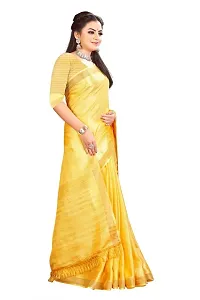 Ragged Spice Creation? Women's Cotton Silk Saree with Unstitched Blouse Piece (Yellow)-thumb3