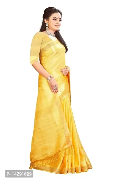 Ragged Spice Creation? Women's Cotton Silk Saree with Unstitched Blouse Piece (Yellow)-thumb4