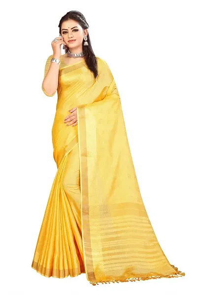 Stylist Silk Blend Saree With Blouse Piece For Women