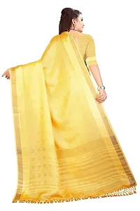 Ragged Spice Creation? Women's Cotton Silk Saree with Unstitched Blouse Piece (Yellow)-thumb1