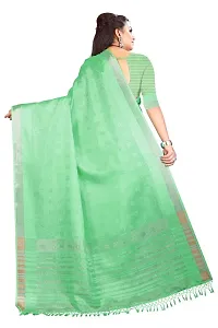 Ragged Spice Creation? Women's Cotton Silk Saree with Unstitched Blouse Piece (Light Green)-thumb1