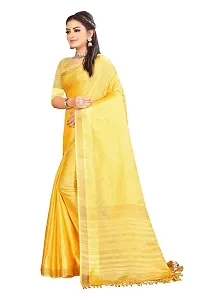 Ragged Spice Creation? Women's Cotton Silk Saree with Unstitched Blouse Piece (Yellow)-thumb2