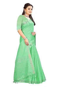 Ragged Spice Creation? Women's Cotton Silk Saree with Unstitched Blouse Piece (Light Green)-thumb3