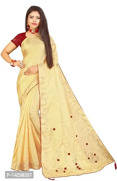 Ragged Spice Creation? Women's Chiffon Saree with Unstitched Blouse Piece (Peach)-thumb0