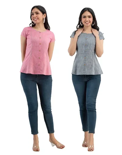 Dhanvins Tops for Women(Pack of 2)