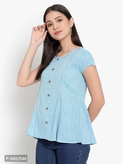 Dhanvins Womens Casual Wear Solid Cotton Short Tops for Womens-thumb3