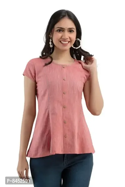 Dhanvins Womens Casual Wear Solid Cotton Short Tops for Womens