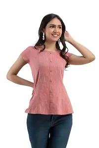 Dhanvins Womens Casual Wear Solid Cotton Short Tops for Womens-thumb1