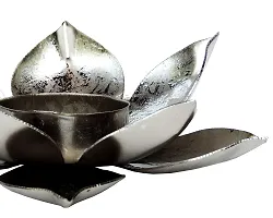 Trunkin' Lotus Tealight Holder , Diwali Candle Holder, tealight Holder, Diwali Gift, Best Gift for Diwali Decor, Diwali Decoration ,Silver Foil- 5x1.5 Inch-thumb2